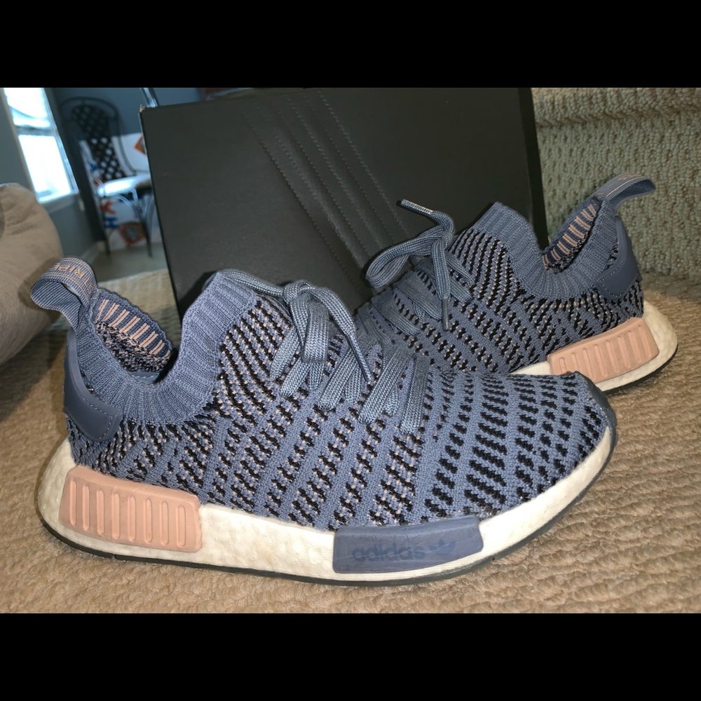 Blue and pink ADIDAS NMDs